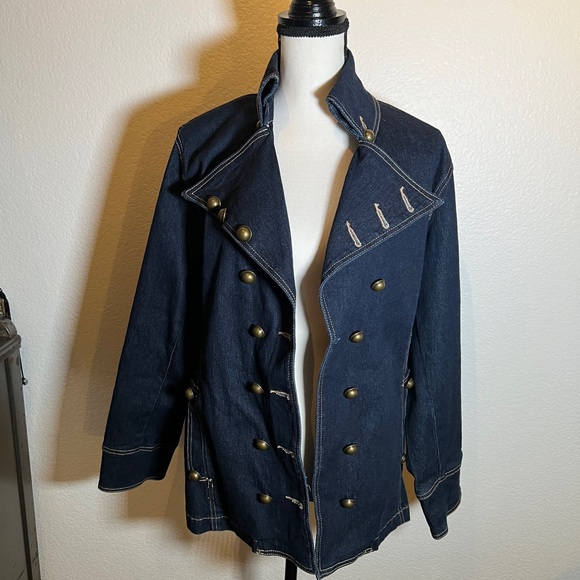 Denim jacket super chic tailored beautiful details size M - Picture 14 of 14